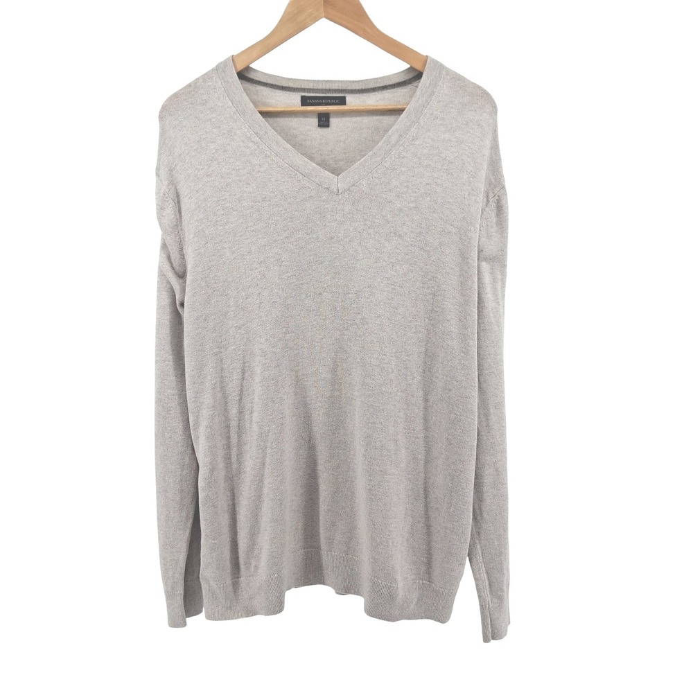 Banana Republic Premium Luxe‎ Yarn Sweater Mens XL Gray Casual Silk Cashmere